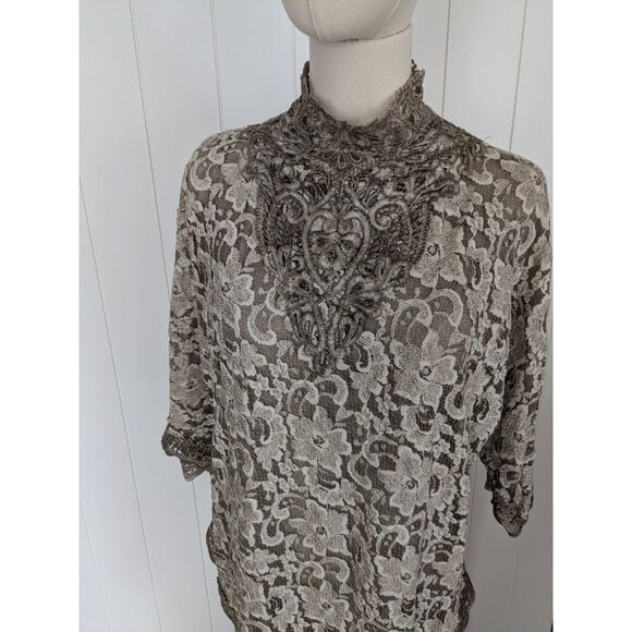 Vintage Pat Dahnke 2 Piece Lace Set - Boho Western Wedding Wear - Cognac - M - Picture 8 of 10